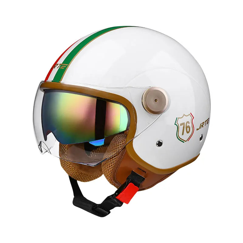 Fashion Grey Double Lens Open Face Motorcycle Helmets DOT ECE Approved Men Women Vintage Jet Helmet Retro 3/4 Open Half Helmet