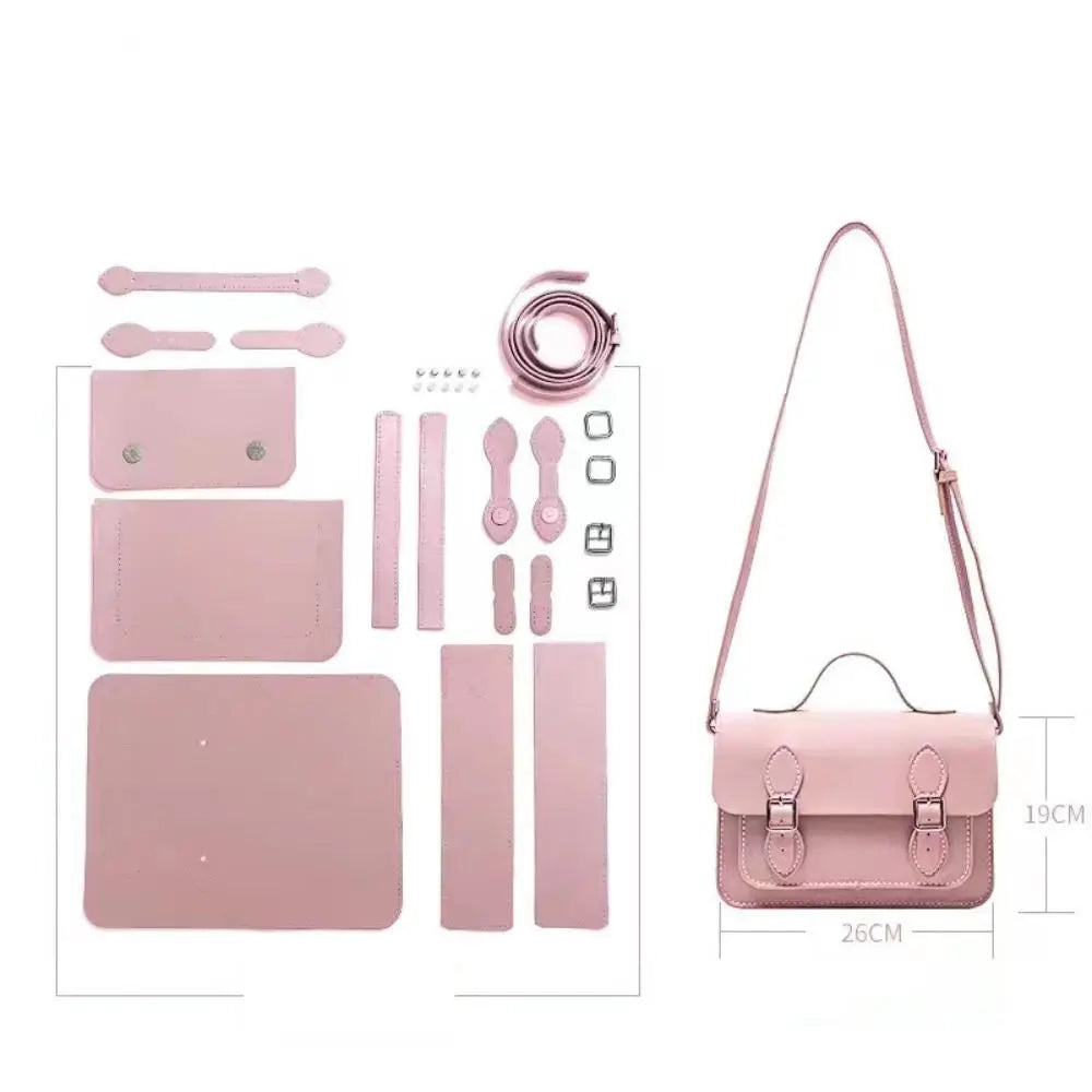 New PU Leather DIY Material Bag 10 Colors DIY Cambridge Messenger Bag Hand-stitched Self-made Bag Women