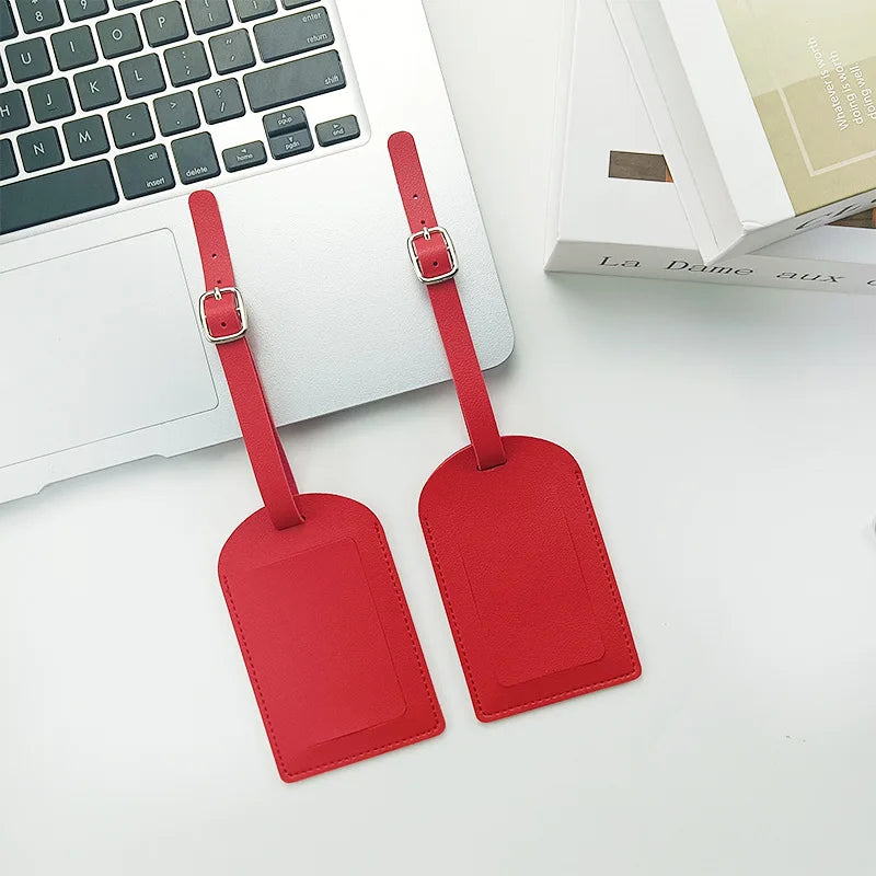 Women Men PU Leather Luggage Tag Suitcase Identifier Label Baggage Boarding Bag Tag Name ID Address Holder Travel Accessorie