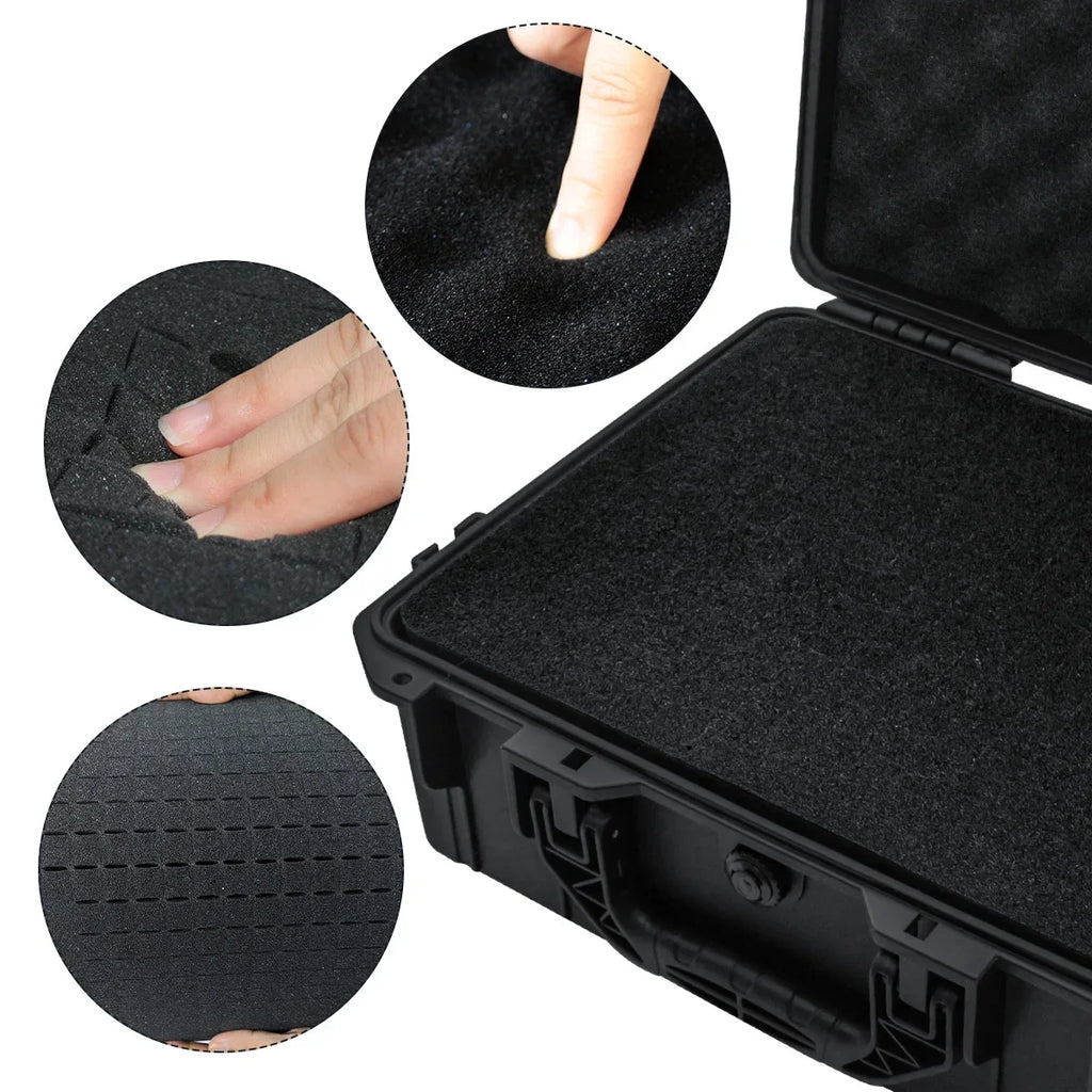 1pc Universal Portable Plastic Tool Box With Foam Insert Waterproof&Shockproof Hard Carrying Case With Pre-cut Sponge Organizer