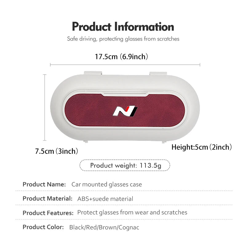Car Logo Sun Visor Holder Sunglasses Case Storage Box Auto Accessories For Hyundai N Nline Tucson Kona Sonata Veloster i20 i30