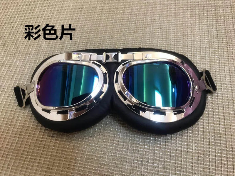 Vintage Motorcycle Goggles UV Protection Windproof Dustproof for Electric Bike Helmet