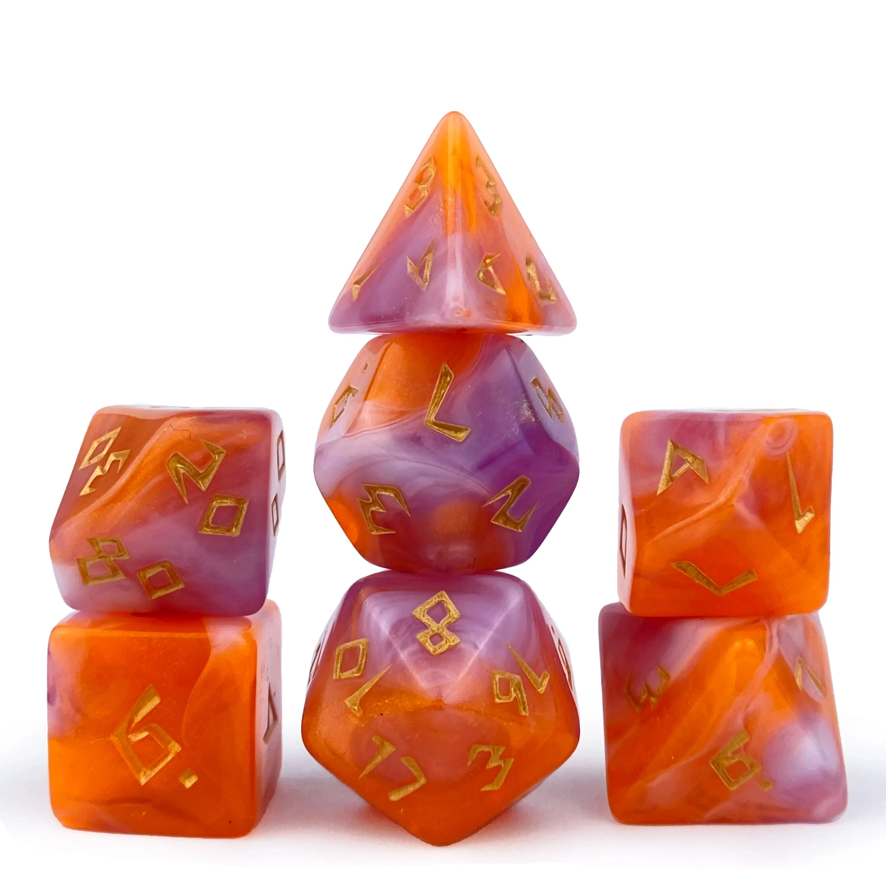 Dazzling Colors 7 Pcs /Set Acrylic Dice TRPG Games D4 D6 D8 D10 D12 D20 Dice Polyhedral Dice Set For DND Or COC Game
