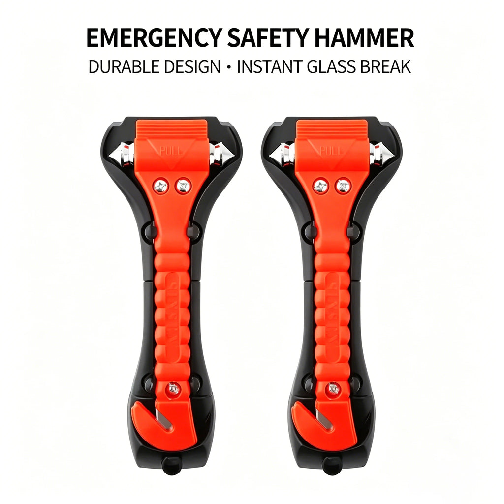 1/8PCS Emergency Escape Hammer, Car Safety Tool with Seat Belt Cutter & Window Breaker, Red Survival Tool for Camping Driving