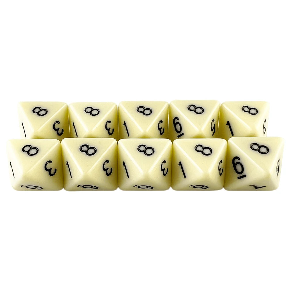 D8 Polyhedral Dice 15.5mm TRPG DND Digital Dice Game Set 8 Sides 10Pcs for Board Game