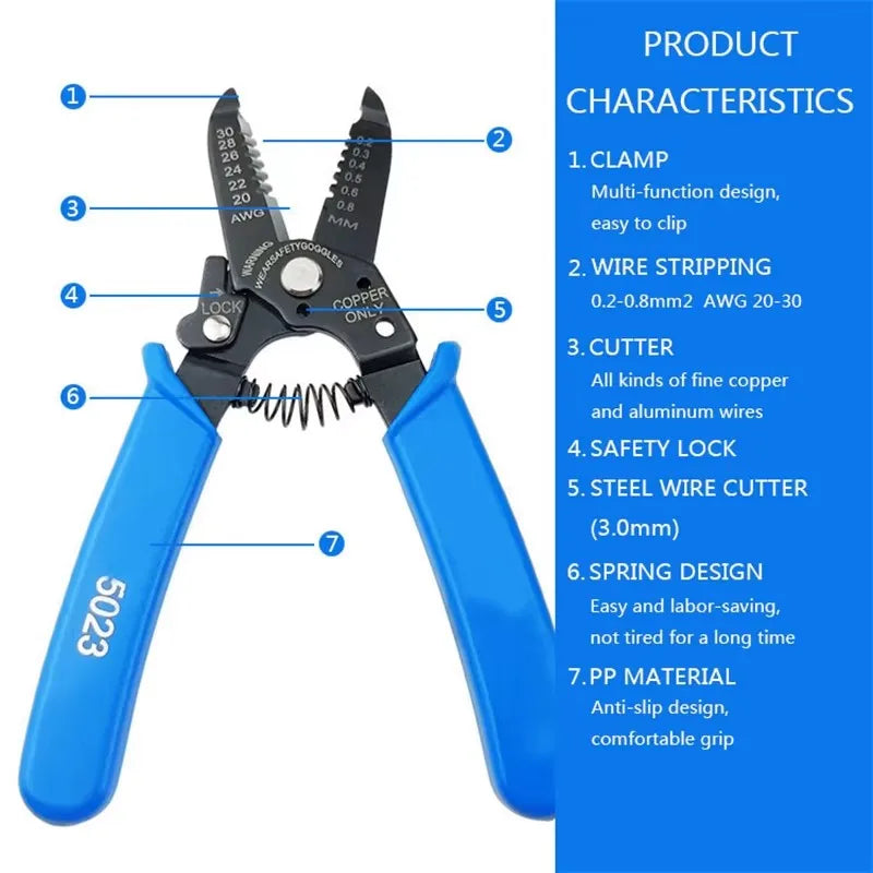 6-in-1 Wire Stripper Tool, Wire Strippers, Wire Cutter Stripping Tool for Electric Cable Stripping Cutting and Crimping