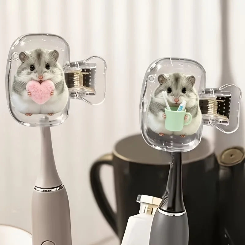 2pcs Cute Hamster Toothbrush Head Covers Portable Storage Box Toothbrush Protector Rack Daily Use And Outdoor Trips Party Gifts