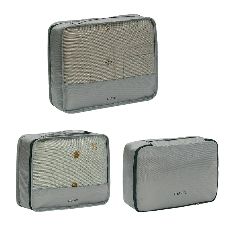 3pcs Set Travel Clothes Storage Bag Waterproof Packing Cubes Mesh Visible Travel Suitcases Organizer Pouch Luggage Organiser