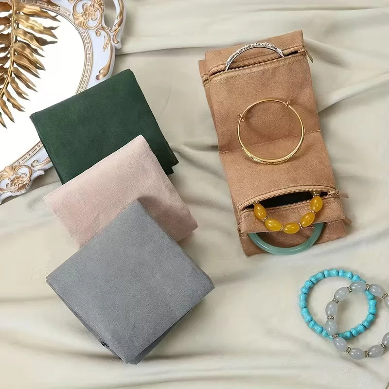 Multifunctional Organizer Bag – Zippered pouch for jewelry, cosmetics, and wallet; portable, foldable travel organizer.