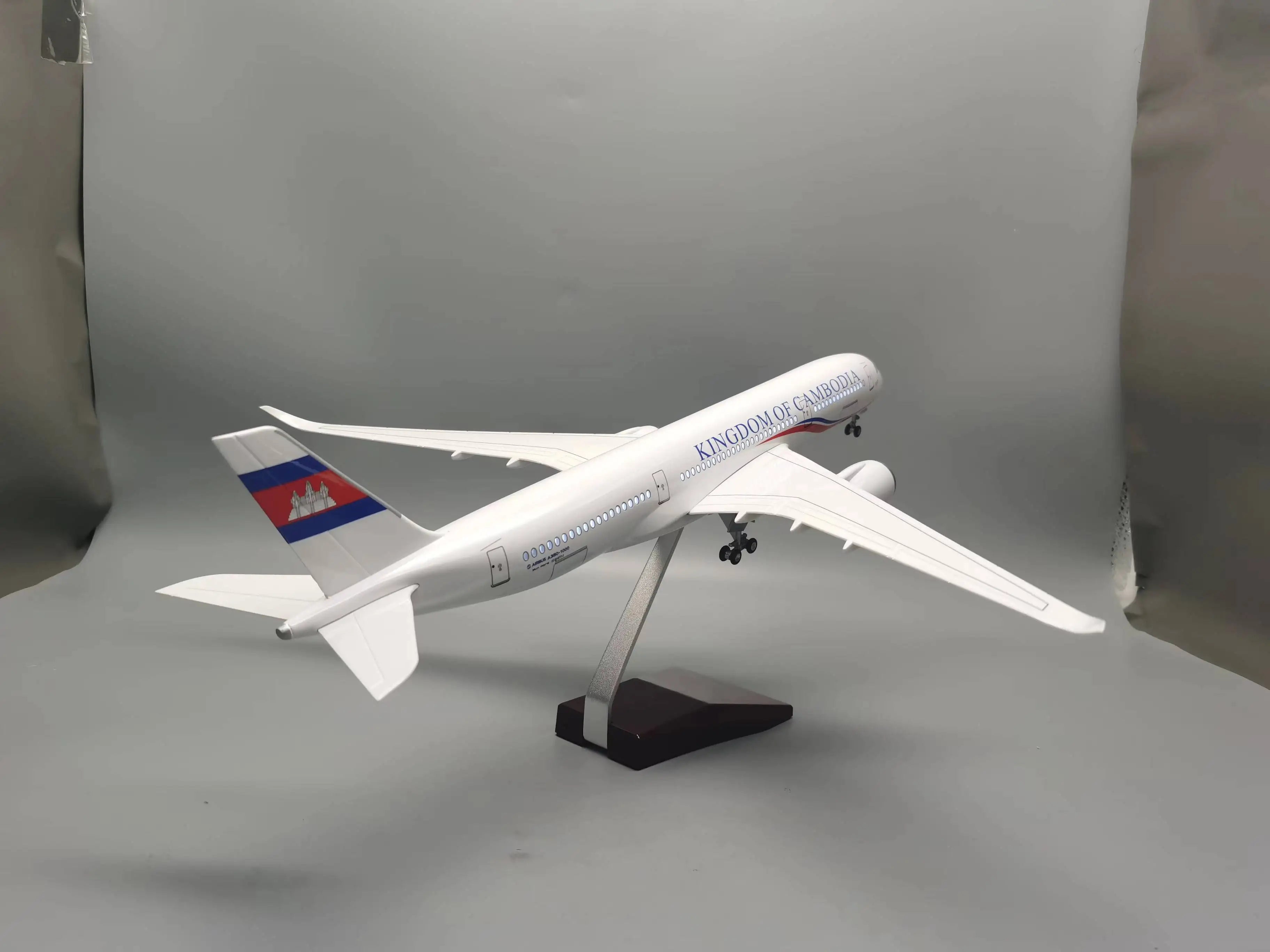 47cm Diecast Aircraft Cambodia A350 Airways Resin Model Airplanes 1/142 Scale Plane For Boys Static Display With Landing Gear