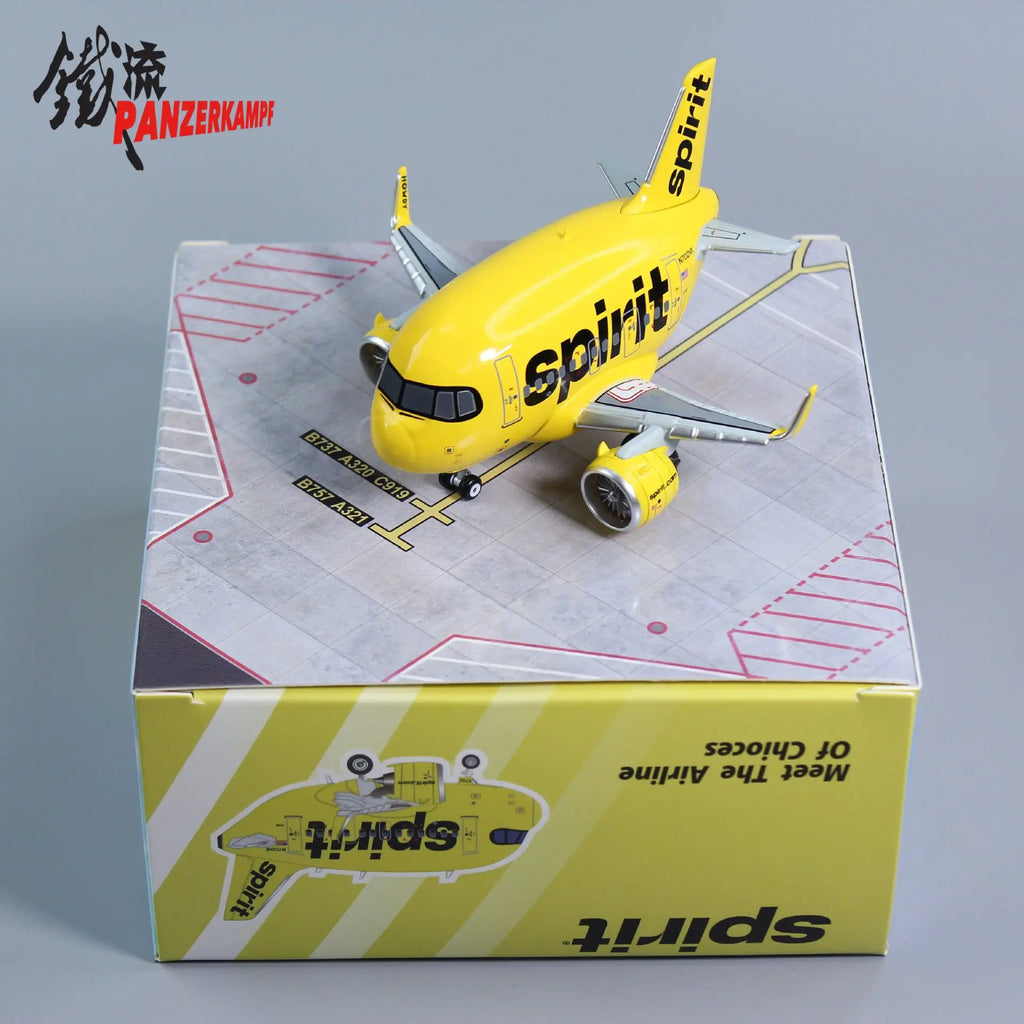 Panzerkampf Cartoon Airplane Model Full Alloy 70102PP Airbus A321NEO Spirit Airlines Display Model For Aviation Enthusiasts