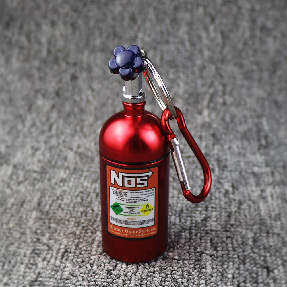 10cm Outdoor NOS Bottle Style Key Chain Car Ashtray Metal Car Ashtray High Quality Aluminium Keychain Bag Pendant