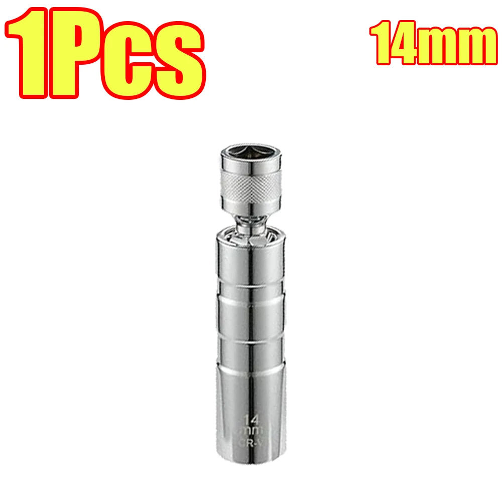 1-4Pcs 14mm 16mm Magnetic Swivel Spark Plug Thin Wall Socket with Magnetic Design 12 Point Wall Ignition Plug Removal Tool