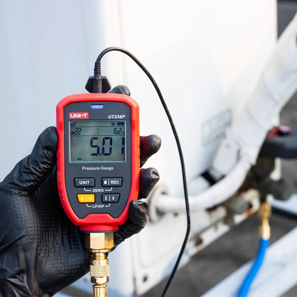 UNI-T UT336P KIT Digital Pressure Gauge Kit with UT-T19 Temperature Gauge Bluetooth APP Clamp for HVAC Maintenance