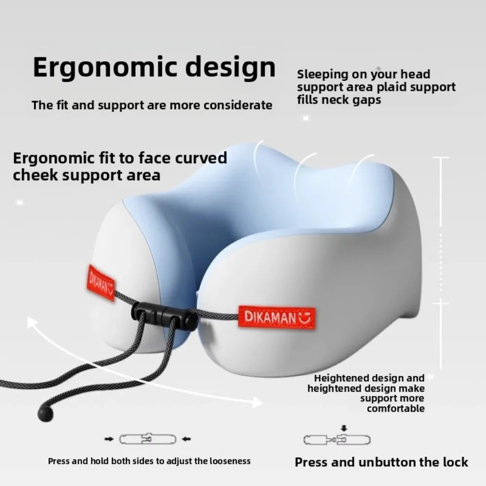 Portable U-shaped Pillow Press-inflatable Ergonomic Travel Pillow Double Hump Design Cervical Pillow