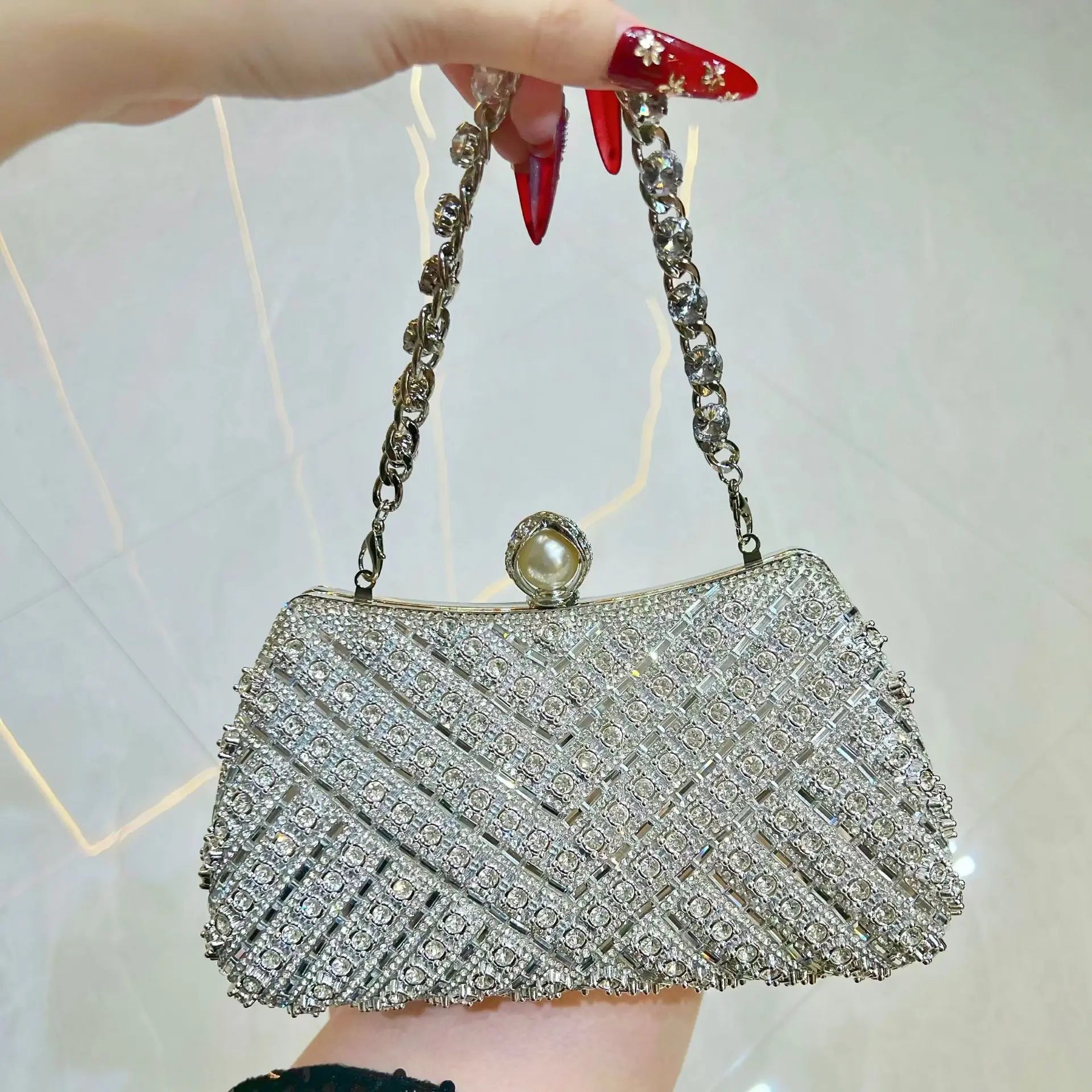 Rhinestones Diamond Evening Bags For Women Luxury Chain Shoulder Crossbody Bags Party Wedding Clutch Purse Handbags