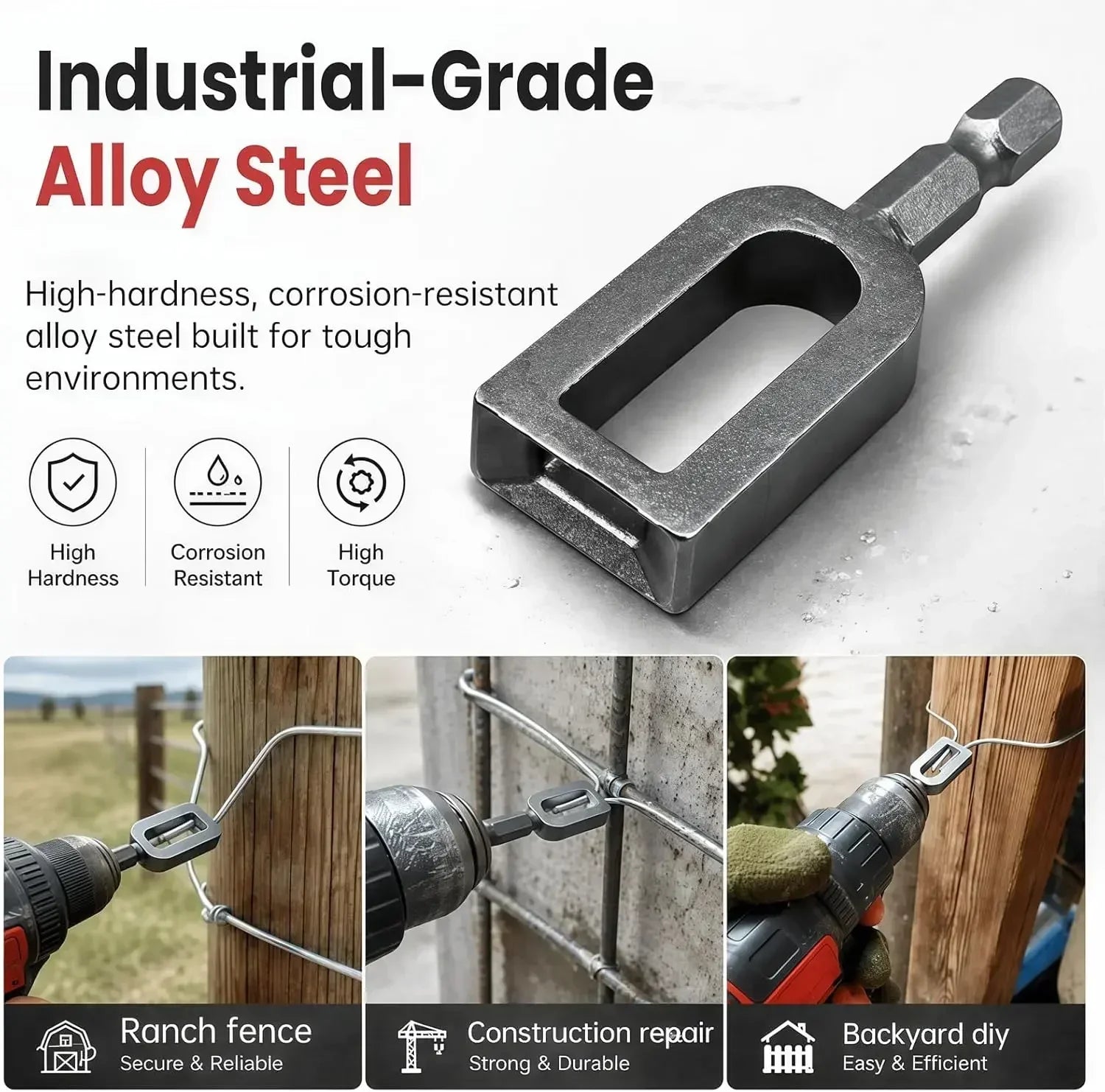 Electric Drill Wire Twisting Tool with 1/4inch Hex Shank Wire Twister for Drill Wire Twister Tool for Construction & Fence