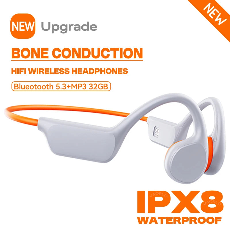 New True Bone Conduction IPX8  Waterproof  Swimming Headphones Wireless Earphone Bluetooth Sport Headset MP3 With Mic For Runnin