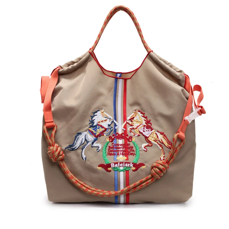 Fashionable Large Capacity Ma'am Canvas Bag 2025 New Cloth Shoulder Tote Bags Drawstring Shopping Handbag Thin Style Canvas Bag