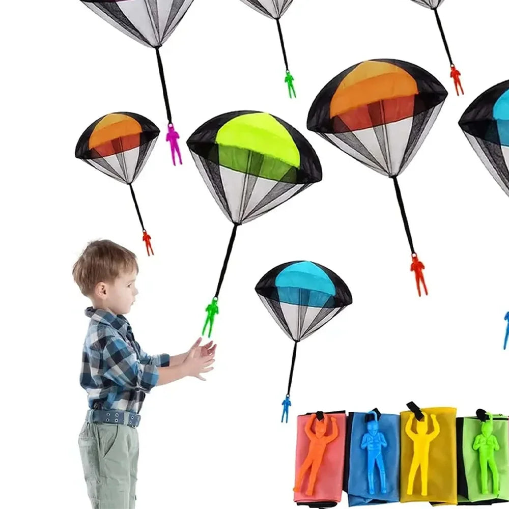 1/6 Sets Hand Throwing Parachute Kids Outdoor Funny Toys Game Play Toys for Children Fly Parachute Sport with Mini Soldier Game