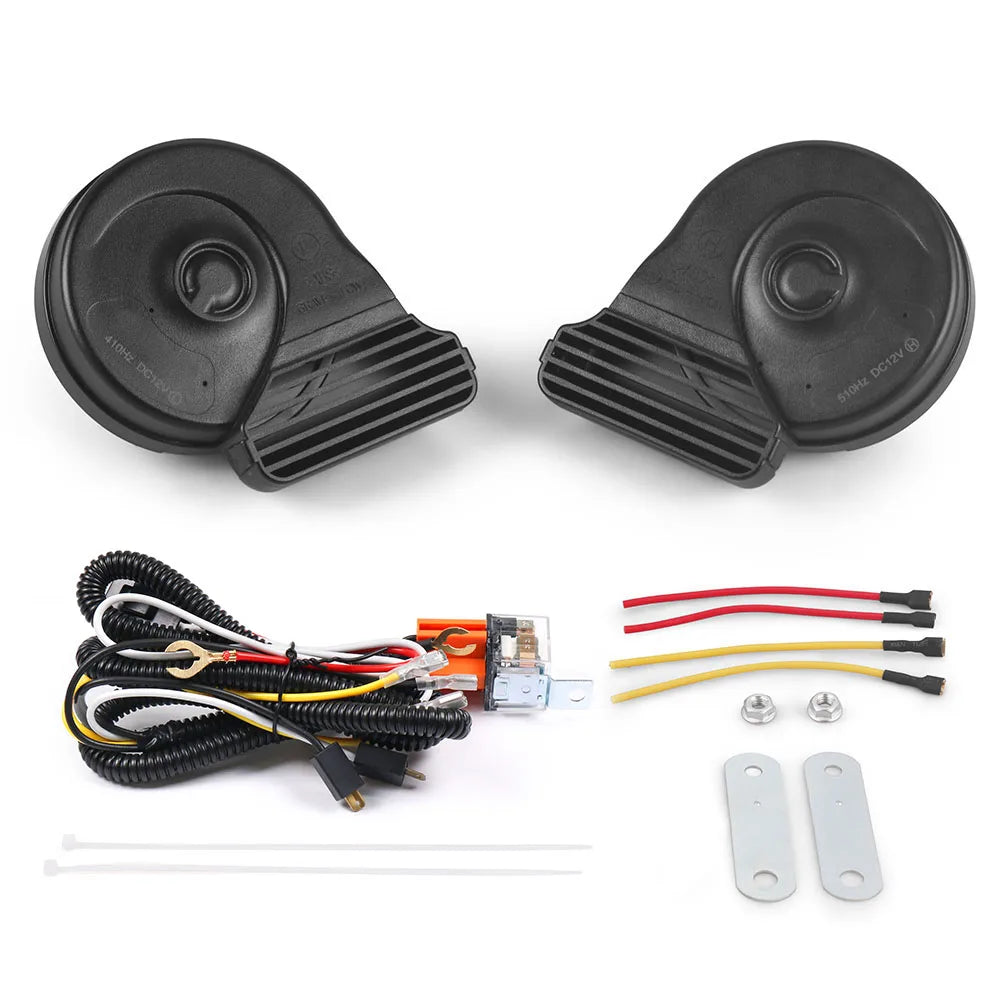 360° Waterproof  Motorcycle Grid Horn 12V 410Hz-510Hz Super Loud Snail Horn Windproof＆Dustproof With Relay Kit for Scooter