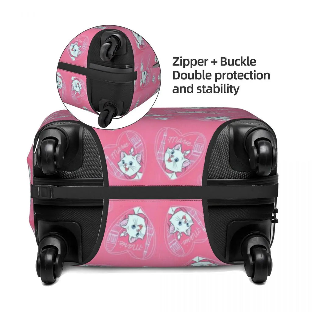 CustomM-Marie Cat Cartoon Travel Luggage Cover Elastic Suitcase Cover Protector Fit 18-32 Inch