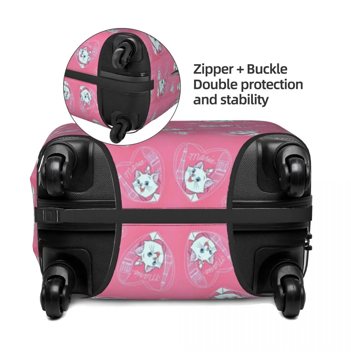 CustomM-Marie Cat Cartoon Travel Luggage Cover Elastic Suitcase Cover Protector Fit 18-32 Inch