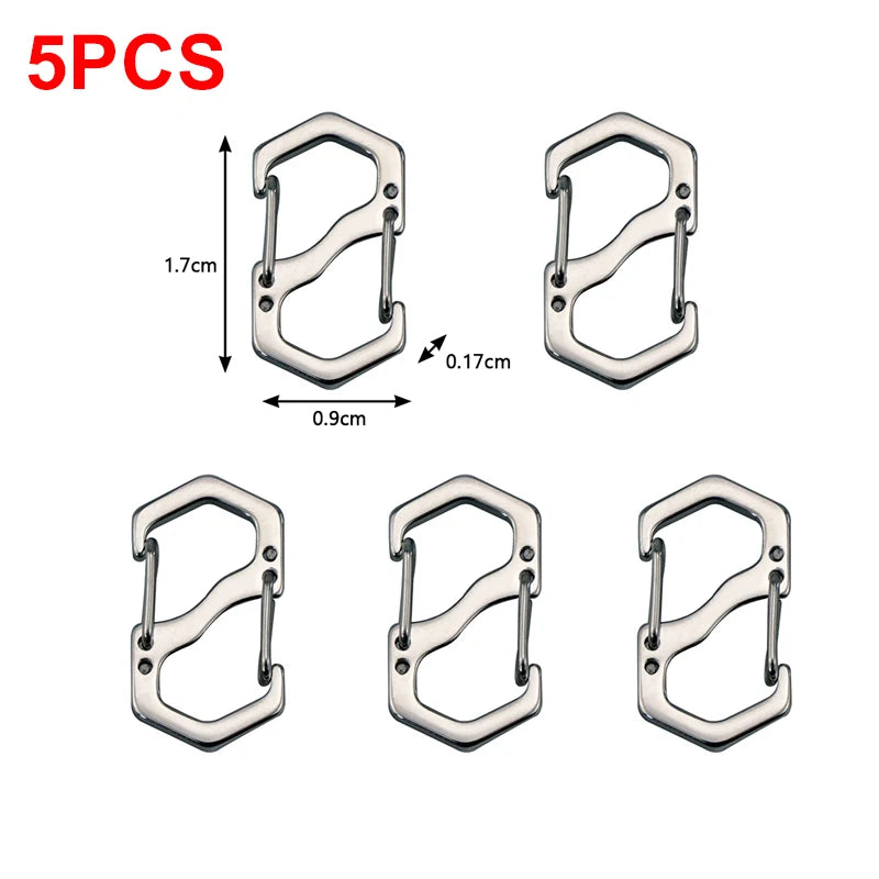 S Type Carabiner with Lock Anti-Theft Outdoor Camping Backpack Buckle Key-Lock Tool Metal Double Hooks Mini Keychain Lock Hook