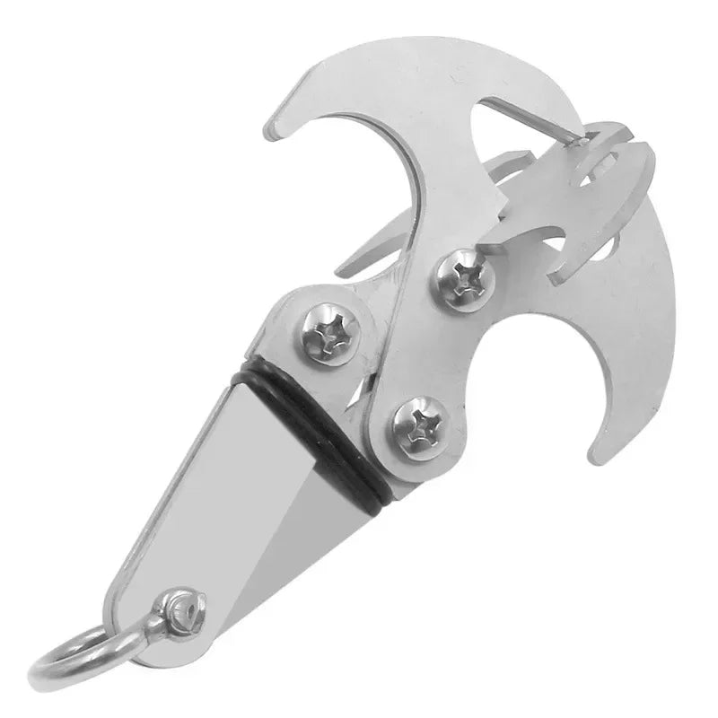 Folding Grappling Hook - Stainless Steel Survival Claw, Heavy Duty Rock Climbing Tool for Outdoor Camping/Hiking/Tree Rescue