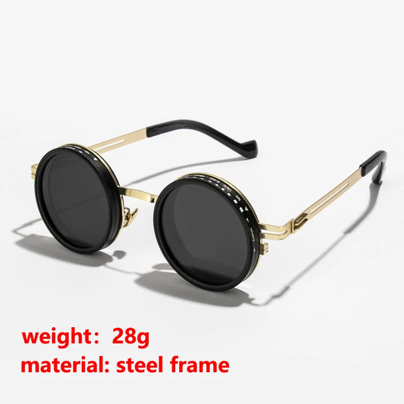 Hiking ND2-400 9 Level Adjustable Dimming Polarized Glasses Men Women Punk Round Sun Glasses Driving Eyeglasses ND Filter