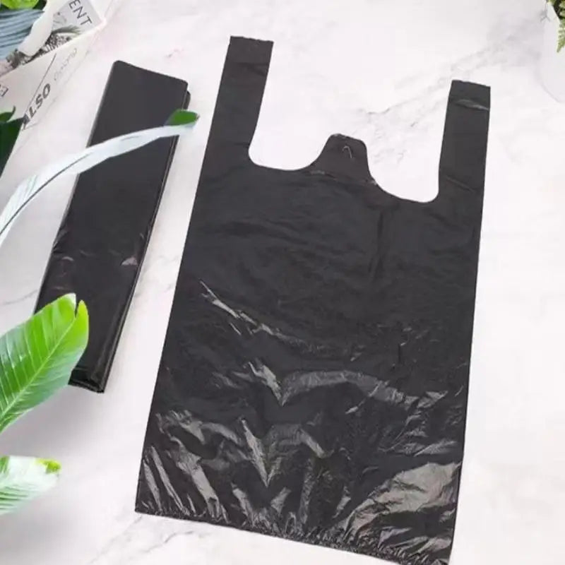 Disposable Garbage Pouches Thickened Black Plastic Vest Bags With Handles Kitchen Home Office Cleaning Use 100Pcs