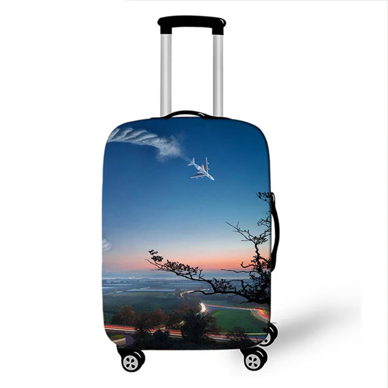3D Aircraft Travel Suitcase Cover Elastic Fabric Luggage Protective Cover 18-32 Inch Thicken Trolley Case Cover Travel Accessory