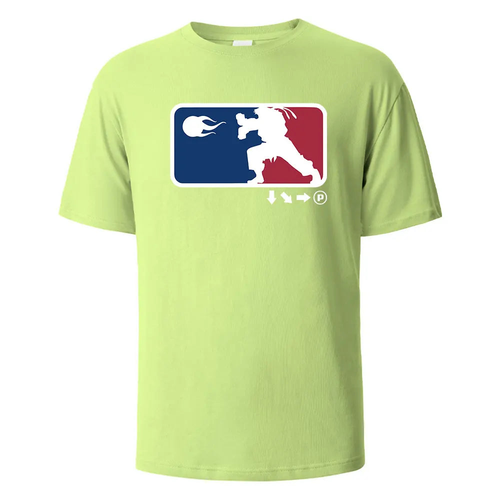 Game Player Printing T-shirt For Men Wowen 100% Cotton Summer Breathable Tops O-neck Oversize Tees Short-Steeved Men's Clothing