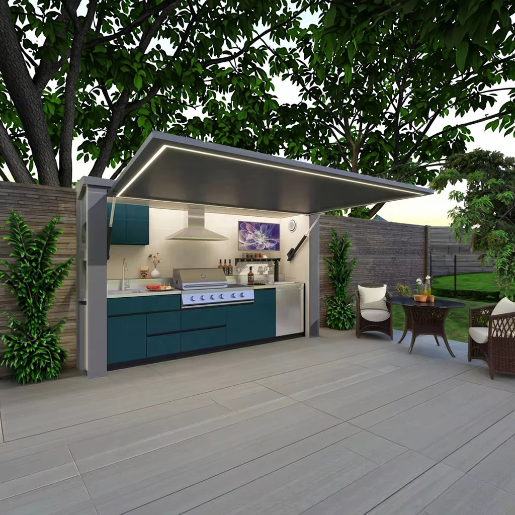Luxury BBQ Pods Outdoor Kitchen Shed Cabinets Modern Gas Grill Natural Gas Propane Burner Customized Backyard Station