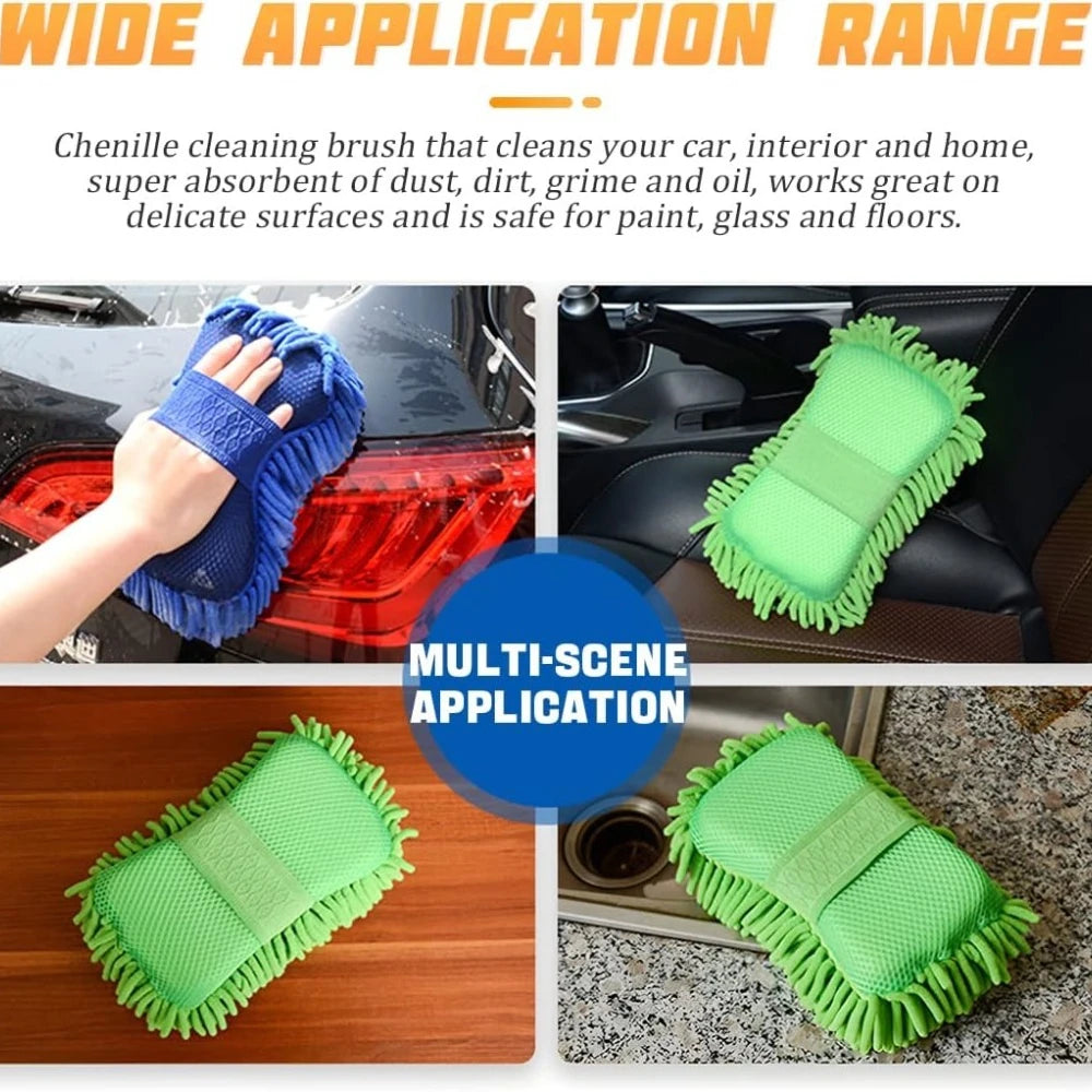 1-4Pcs Chenier Car Wash Sponge Car Gloves Automatic Washing Towel Gloves Ultra-fine Fiber Care Washing Brush Pad Cleaning Tool