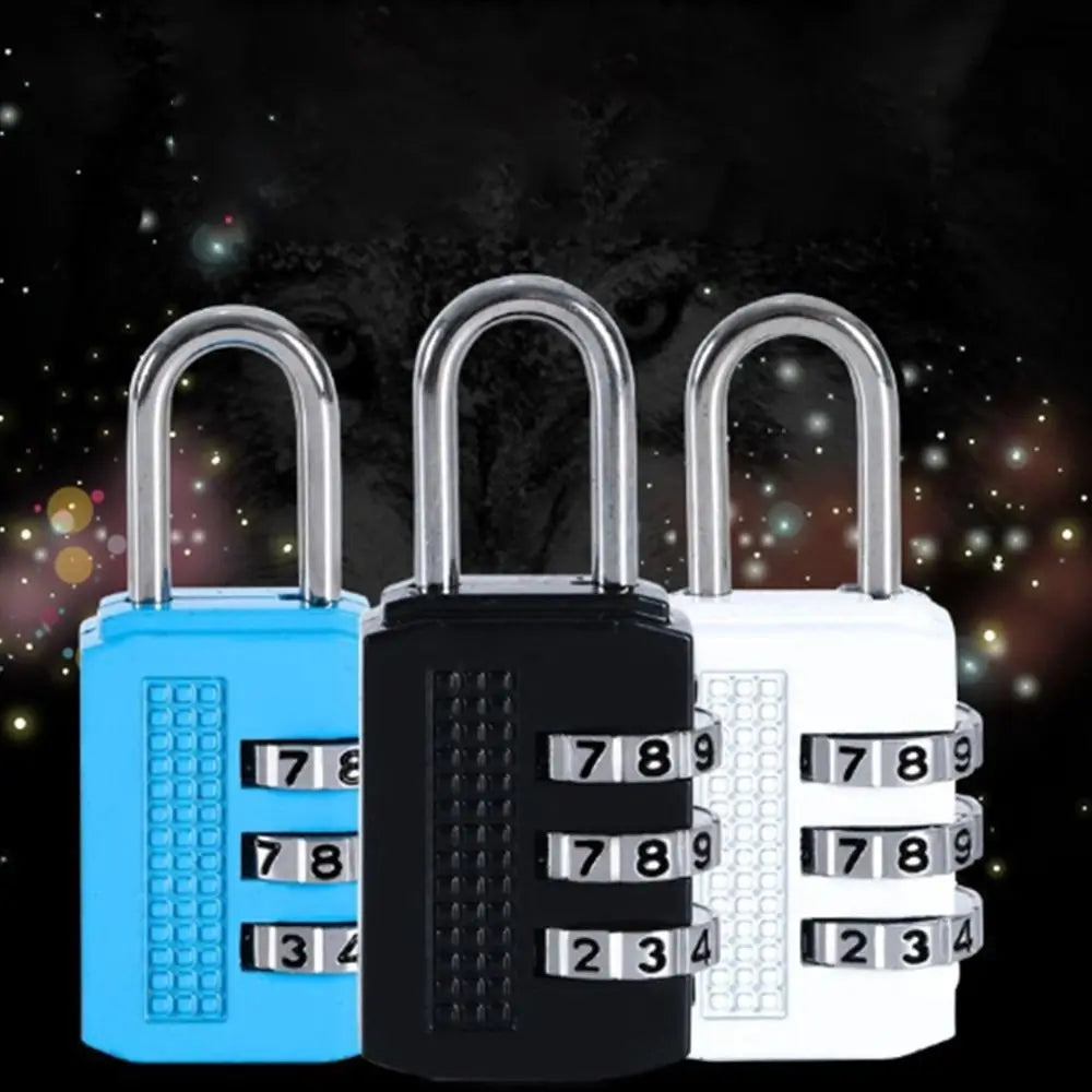 Portable Mini Number Lock Durable Solid Color Password Lock 3 Digit Anti-theft Alloy Padlock Trolley Case
