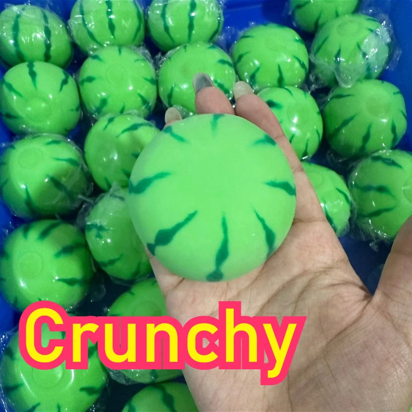 Crunchy Watermelon Squishy Stress Ball Fidget Toy Squeeze Toy Round Blocks Filled ASMR Anti Stress Release Hand Relax Gift Toy