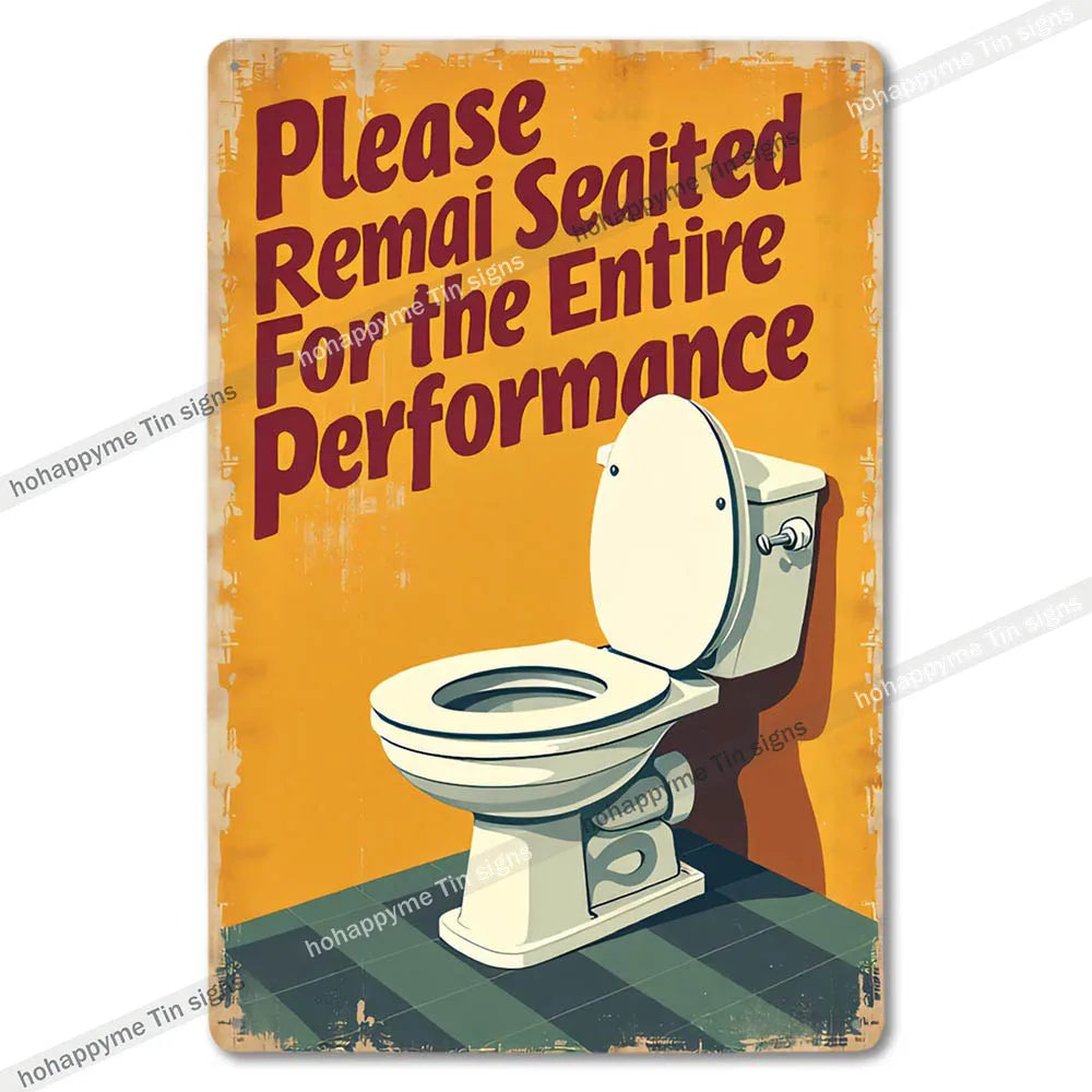 Retro Metal Tin Bathroom Signs Wall Decor for Home Restroom Vintage Toilet Humor Art Unique Gift Ideas