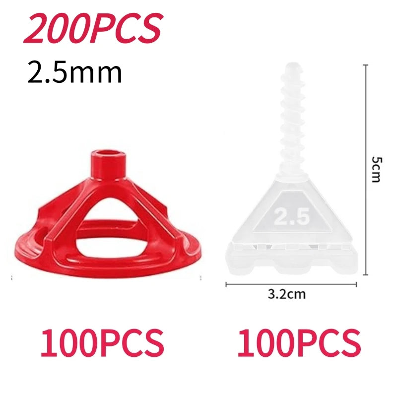 200 Pcs Tile Leveling System Baseplates and Reusable Caps Kit 1-3mm Tile Spacers Leveling System Construction Tool Parts Set