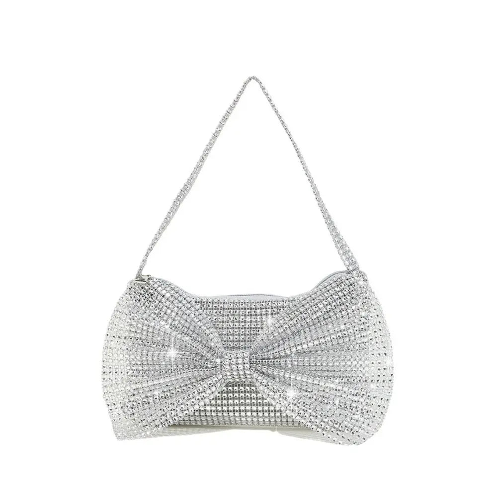 Circular Evening Bag Fashion Bow knot Decorate Banquet Clutch Rhinestone Sparkling Clutches Bag Women Female