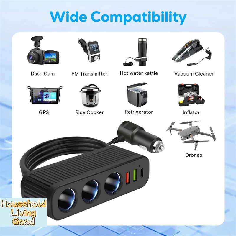 【Car Charger For Phones 120W Plug And Play Charger Splitter Overcharge Protection Charger Adapter PD QC3.0 Car Charger】