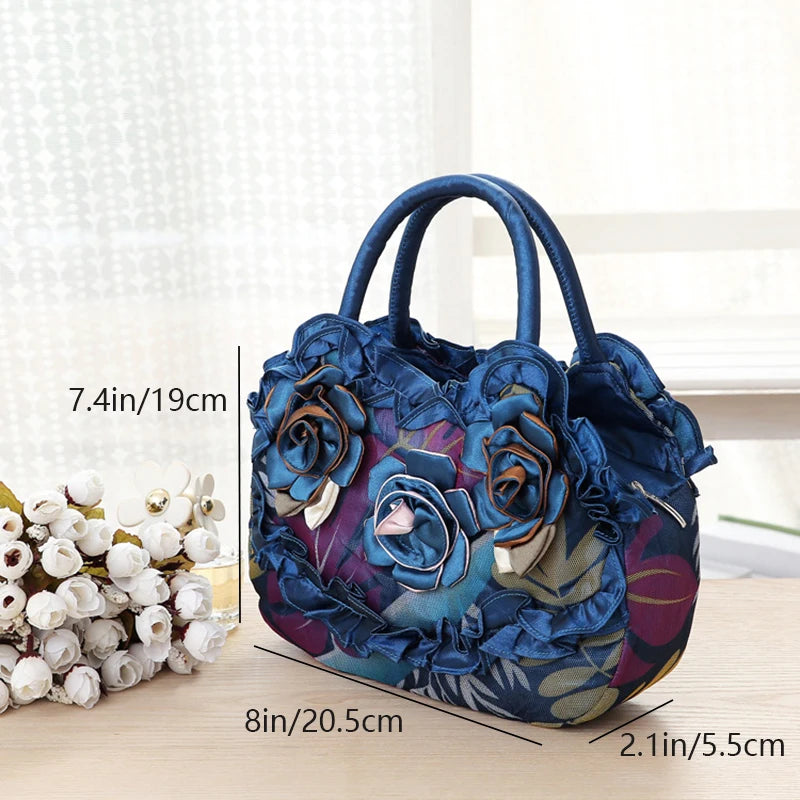 Hand-sewn flower-shaped bag for mom's key, small handbag, canvas bag, lace women's bag, mobile phone bag, women's bag