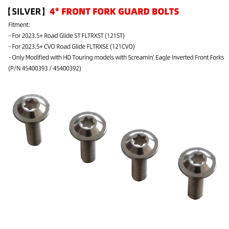 Road Faith Titanium Alloy Motorcycle Caliper Bolt Front Fender Bolts Anti-theft For HD 121CVO 121ST 24-up 117 Road/ Street Glide