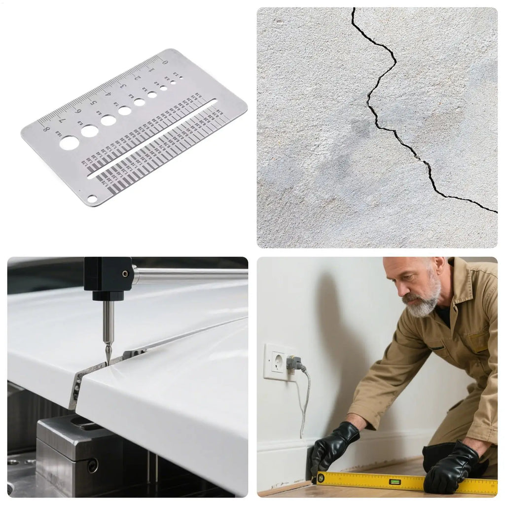 Stainless Steel Crack Width Gauge Card Precision Gap Measuring Tool for Concrete Wall Inspection, Home & Construction Monitoring