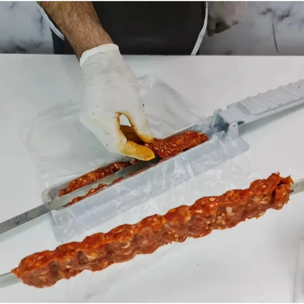 Single Row Kebab Maker BBQ Meat Skewer Press Machine Reusable Plastic Tool for Grill Preparation Kitchen Cooking Accessory