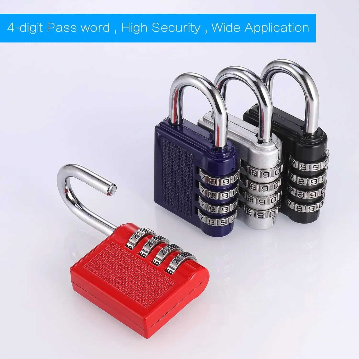 Security Steel Cable with 4 Digit Combination Lock 1 Set Travel Padlock 1m Coated Safety Wire Rope Double Loop for Luggage case