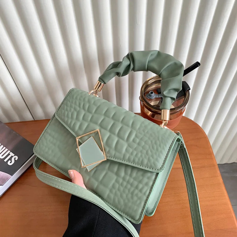 Elegant Snake Bone Chain Small Square Bag Women's Crossbody Simple Design Spring Summer New Style Trendy Handbag Purse
