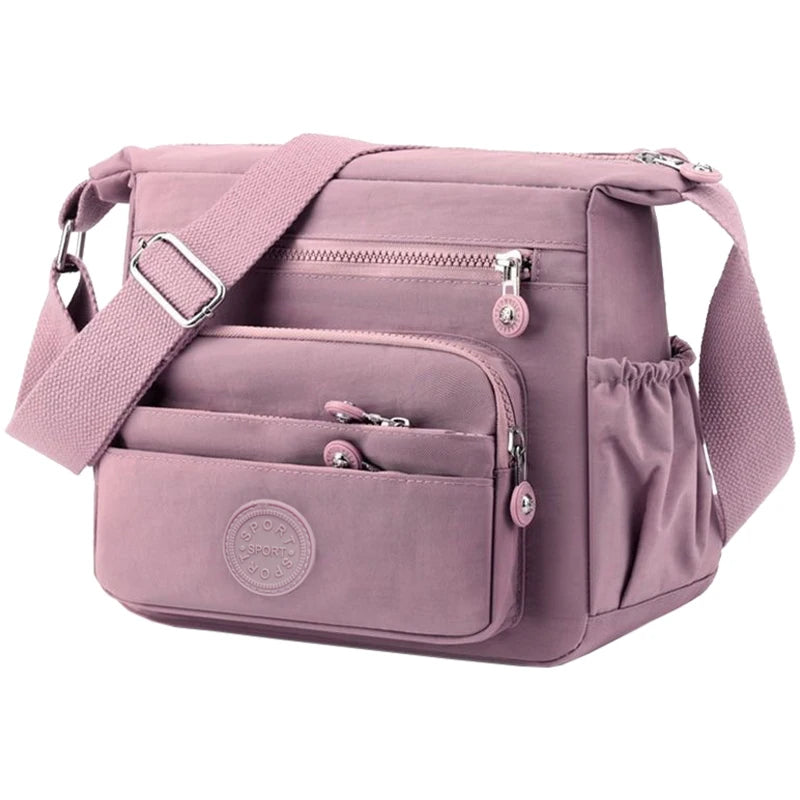 Breathable Multi-compartment Crossbody Bag Stylish Water-resistant Nylon Shoulder Purse, Lightweight Design for Everyday Use