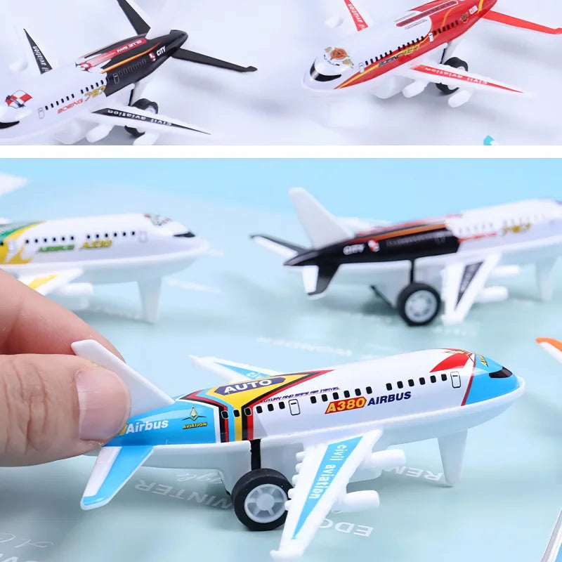 3PCS Airplane Model Fidget Toy Mini Plastic Airplane Model Pull-Back Sliding Crash-Resistant Airplane Toy Birthday Party Favor