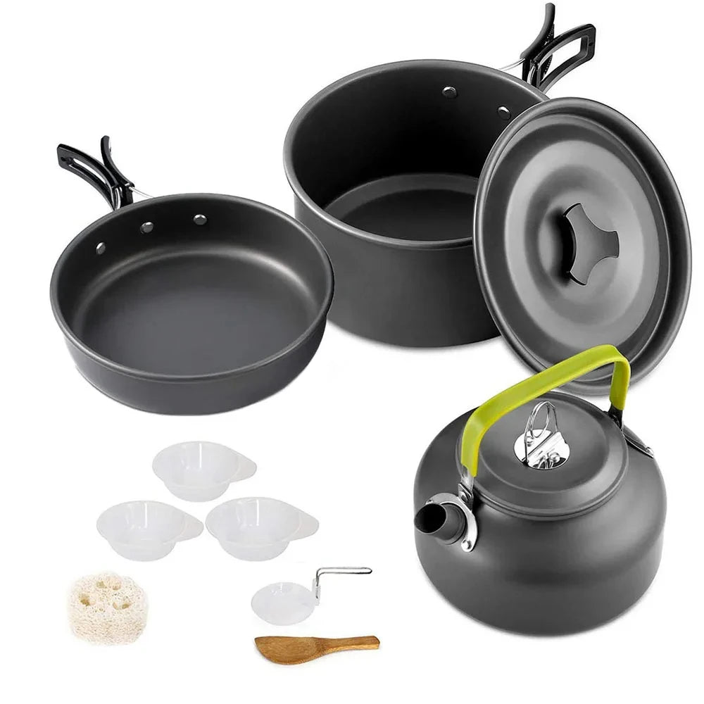 Camping Cookware Kit Outdoor Cooking Set Aluminum Pot Equipment Travel Tableware Kitchen for Hiking Picnic BBQ
